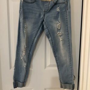 Distressed Cropped Maternity Jeans